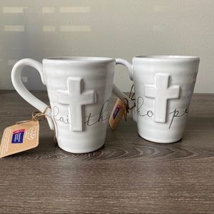 Faith / Hope 3-D Cross Coffee Mugs - Mud Pie